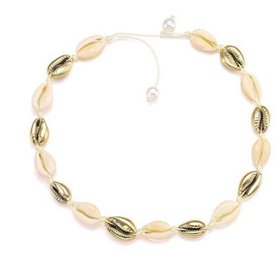 

Europe&the United States hot green imitation pearl natural shell gold-plated necklace ladies handmade necklace jewelry wholesale