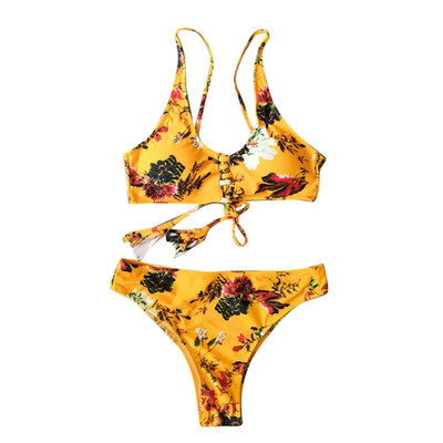 

Roseonmyhand Women Printing Bikini Set Push-Up Padded Swimwear Swimsuit Bathing Beachwear