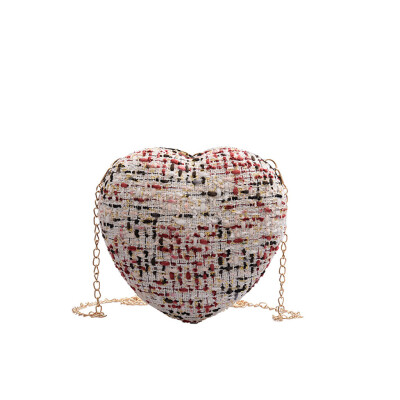 

Women Heart-shaped Shoulder Messenger Bag Luxury Wool Clutch Ladies Chain Strap Crossbody Bags Purse Small Handbag YJ