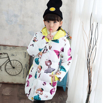 

Children Kids Girls Long Sleeved Cartoon Hooded Keep Warm Wadded Jacket Clothes