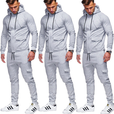 

Men Tracksuit Sports Suit Set Outwear Sweat Hoodie Long Pant Jogger Plus Size
