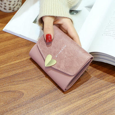 

Love Small Womens Wallet Purse Folding Student Change Coin Wallet Female Short Paragraph PU Leather Wallet