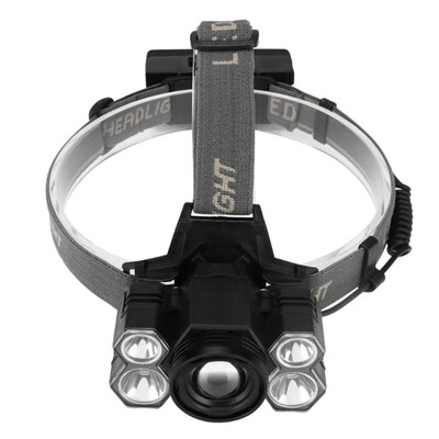 

Outdoor Camping 5LED Strong Light Rotary Fixed Focus Headlamp Headwear Black New