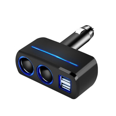 

31a dual USB cigarette lighter socket with two cigarette holes for car charger