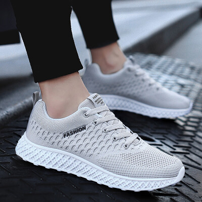 

2019 autumn&winter flying woven mesh shoes mens mens sports wind single shoes Korean casual running shoes