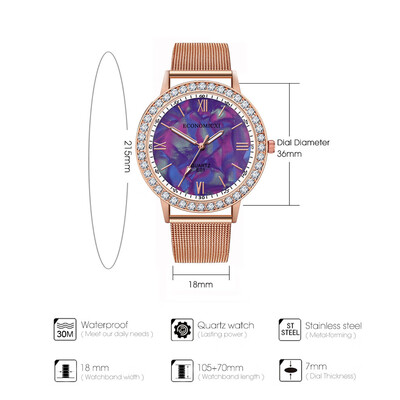 

RM Fashion Womens Quartz Watch Flower Rhinestone Wrist Watch Luxury Mesh Band Gift