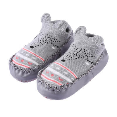 

Baby Infant Knitted Ear Indoor Home Floor PU Sole Anti-Slip Shoes Socks