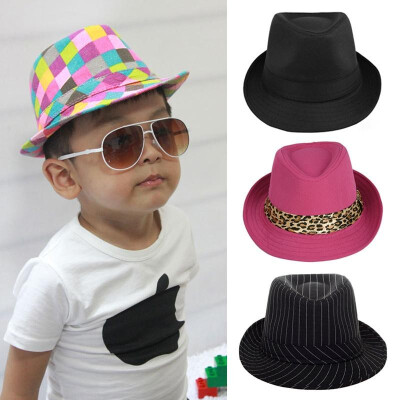 

New Fashion Boy Girl Jazz Hat Topper Cool Fedora Curly Brim Baby Kids Cap Unisex