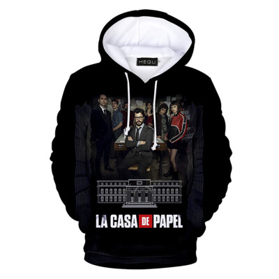 

Herqw61 Unisex 3D La Casa De Papel Money Heist Bella Ciao Hoodie Mens Streetwear Pullover Sweatshirt