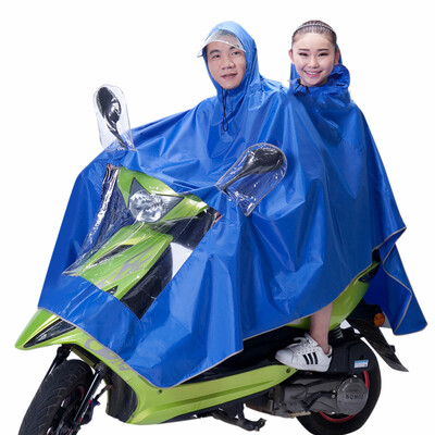 

Bailiang increase thick double raincoat electric car motorcycle poncho big hat men&women adult outdoor riding battery car raincoat poncho blue