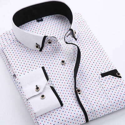 

Slim Fit Print Shirt Thin Long Sleeve Top Casual Business Shirts For Men