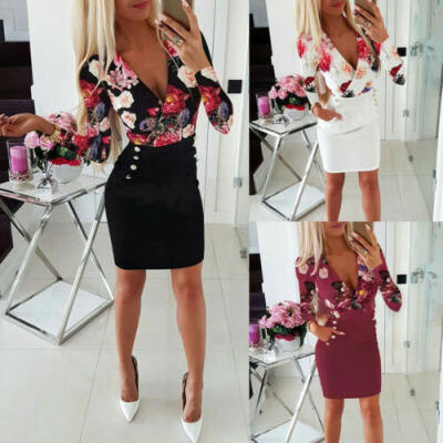 

Autumn Women Long Sleeve Bodycon Short Mini Dress Party Evening Pencil Dress