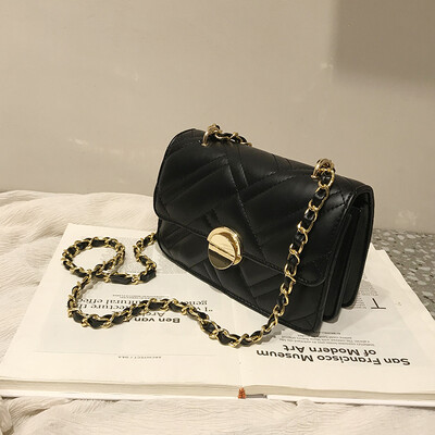 

Texture embroidery thread bag chic chain bag women 2019 new Korean version of Joker texture shoulder slung small square bag