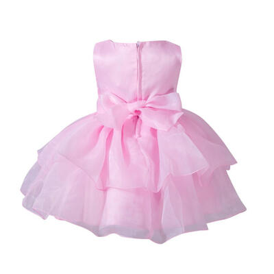 

1Year Kids Summer Infant Girl Bow Evening Dress Princess Birthday Party Short Mesh Dress Kids Baby Clothing