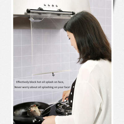 

Multifunction Safety Anti Oil Splash Curtain Retractable Cooking Face Curtain Protection Clear Transparent Face Shield