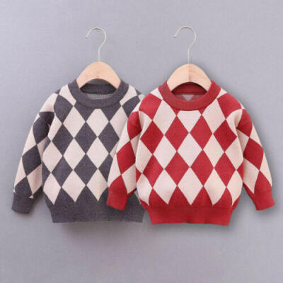 

UK Cotton Kids Toddler Tops Boy Girls Childrens Knitted Sweater Pullovers 1-6Y