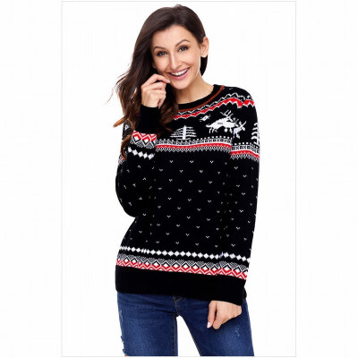 

Round neck long sleeve print cardigan casual knit sweater