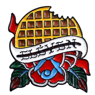 

Eleven Cannibal Flower Waffles Brooch Pin Enamel Denim Jeans Shirt Coat Lapel Pin Metal Badge Jewelry Brooch For Kids