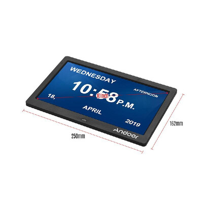 

Andoer 10 Inch 1024600 IPS Digital Clock Alarm Clock Calendar & Photo Frame with 24G Ultra-sensitive Remote Control Large Subtit