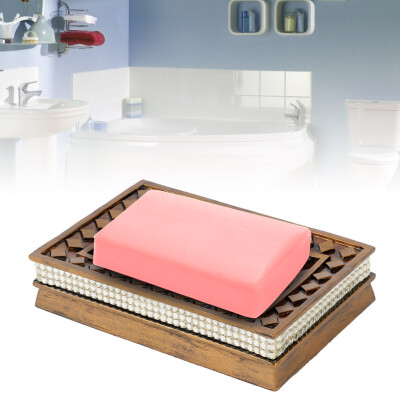 

Greensen Soap Holder Drainage Storage Box with Rhinestone Decoration Bathroom Kitchen Soap Storage Box