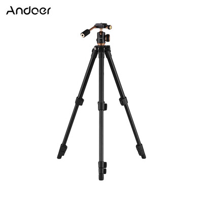 

Andoer Q160S Portable Aluminum Alloy Camera Video Tripod Lightweight Travel 3-Section Tripod Flip Buckle Design with 14" Screw Mo