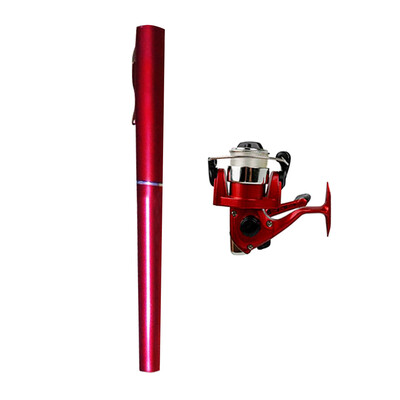 

Saidsome Mini Portable Pocket Fish Pen Shape Aluminum Alloy Fishing Rod Pole Reel Outdoor fishing bait fishing lure
