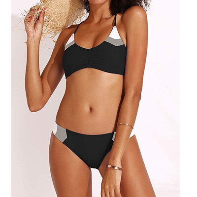

Roseonmyhand Women Patchwork Bandage Two Pieces Bikini Swimsuit Beachwear Set Swimwear