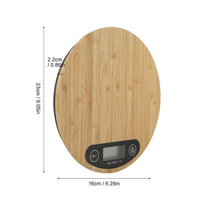 

Greensen Round Bamboo LED Display Electric Kitchen Weighing Scale Cooking Food 5kg 1g