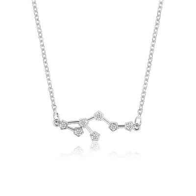 

12 Constellation Crystal Zodiac Sign Pendant Necklace For Women Girls Silver Gold Chain Choker Friendship Necklace BFF Jewelry
