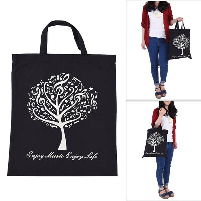 

Musical Tree Pattern Washable Cotton Cloth Handbag Music Tote Shoulder Grocery Shopping Bag for Students Girls