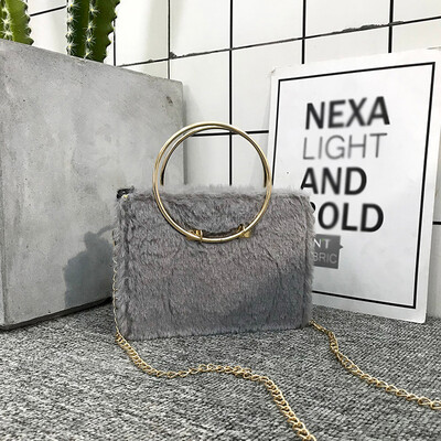 

Tailored Women Bag Solid Color Hairy Shoulder Bag Student Messenger Fashion Wild Lady Bag