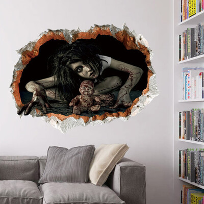 

Halloween Zombie 3D Broken Wall Art Sticker For Bedroom