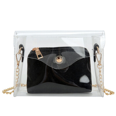 

Tailored Woman Shoulder Bag 2019 New Fashion Transparent 2PC Chain Square Messenger Bag