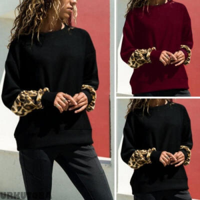 

Chic Women Loose Casual Long Sleeve Leopard Tops Cotton Linen Ladies Blouse T-Shirt