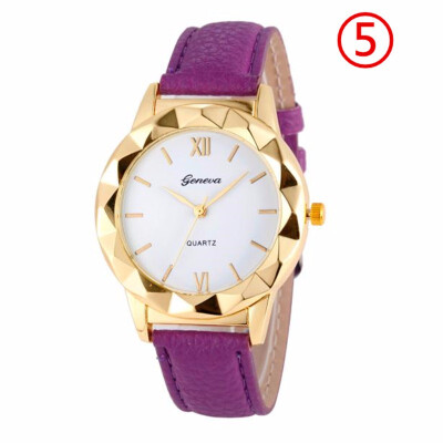 

Hot Selling Women Watches Geneva Irregular Dial Ladies Simple Quartz Wristwatch Featured Leather Strap Clock Relogio Feminino