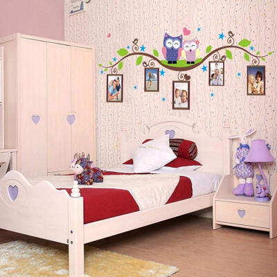 

2015 Owls Branch Family Photo Frames Wall Sticker Home Art Mural Nursery Decor