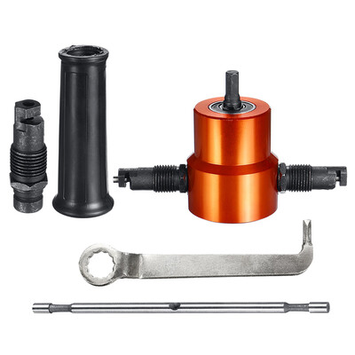 

1Double Headed Sheet Metal Nibbler Drill Attachment Cutter With Extra Punch Die