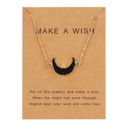 

New Creative Colorful Moon Natural Stone Resin Pendant Necklace Women Gold Chain Charm Necklace for Female Fashion Jewelry Gift