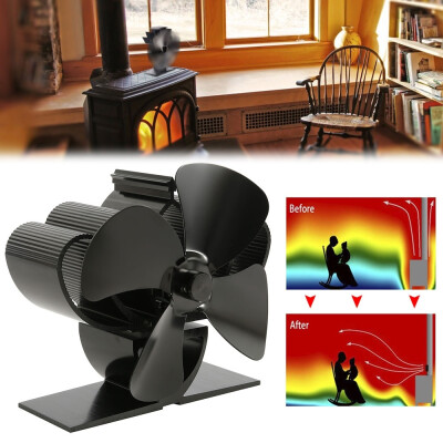 

Heat Powered Stove Fan Eco Friendly Fuel Saving Fireplace Fan for Wood Log Burner 4 Blades