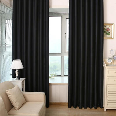 

Solid Black Blackout Curtains Window Door Curtain for Living Room Bedroom