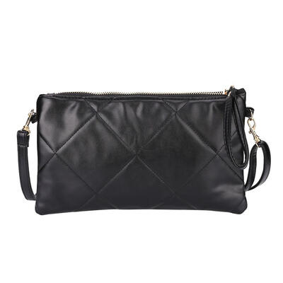 

Black Rhombus Cosmetic Bag Large PU Zipper Handbag for Travel Makeup Tools
