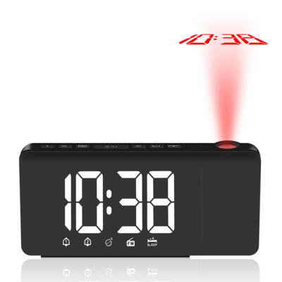 

Digital LED Alarm Clock Table Clock with FM Radio Snooze Time Projection