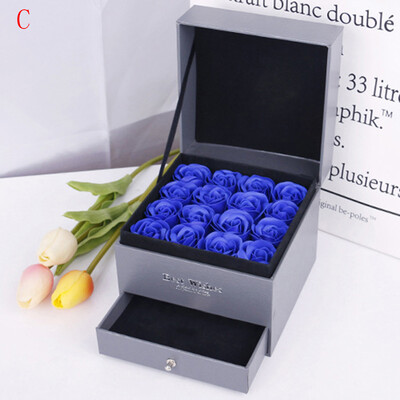 

Gobestart Soap Rose Flower Jewelry Storage Gifts Box Valentines Mothers Day Gift 16PcsBox