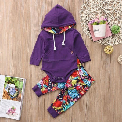 

Infant Newborn Baby Girl Clothes Long Sleeve Hoodie TopsLong Pants Leggings 2Pcs Kids Outfit Set