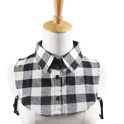 

Nomeni Women Plaid New Blouse False Collar Clothes Shirt Detachable Collars