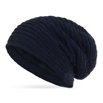 

Unisex Wool Knitted Baggy Hat Winter Autumn Pleated Slouch Oversize Beanie Cap