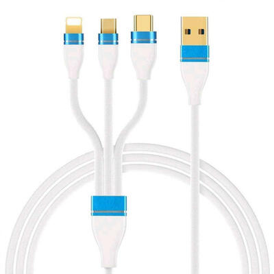 

Universal 12m 3-in-1 USB To Micro USB Lightning Type-C 3A Charging Data Cable Cord For IPhone Android Phones