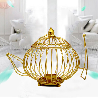 

Toponeto Wire Teapot-Shaped Hollow Design Candlestick Dedication Candlestick Decoration A