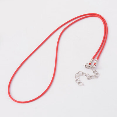 

Leather Cord Necklace Makings with Platinum Tone Alloy Lobster Claw Clasp&Iron End Chains Red 177" 12mm