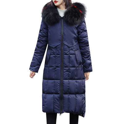 

Toponeto Women Faux Fur Long Cotton-padded Jacket Reversible Outerwear Pocket Hooded Coat